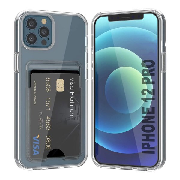 Rvelon iPhone 12/iPhone 12 Pro Deksel Kortholder Transparent