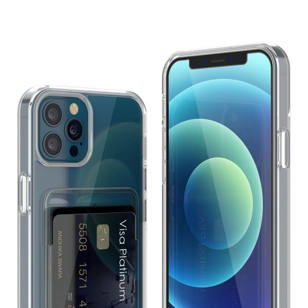 Rvelon iPhone 12/iPhone 12 Pro Deksel Kortholder Transparent