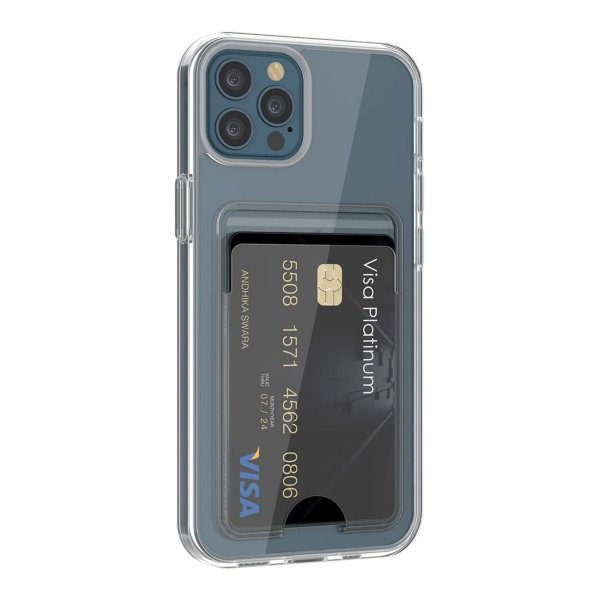 Rvelon iPhone 12/iPhone 12 Pro Deksel Kortholder Transparent