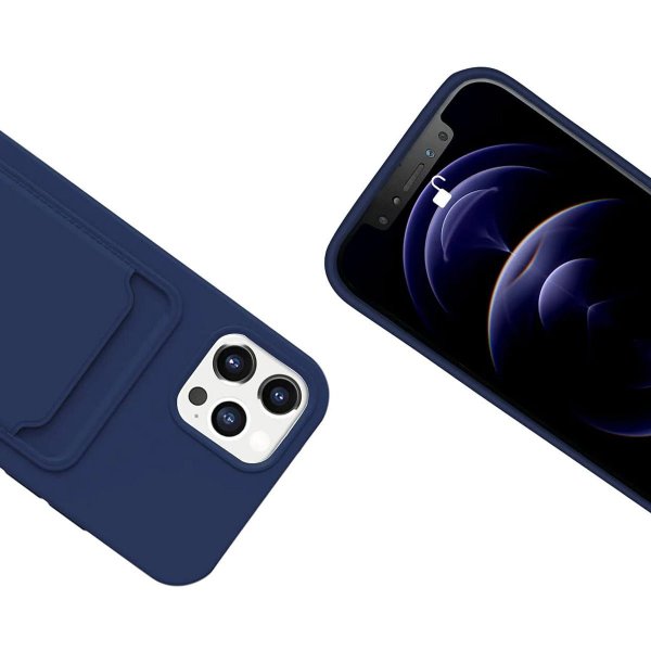 iPhone 12/iPhone 12 Pro Deksel Kortholder Blå