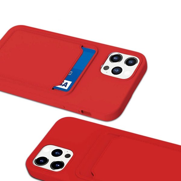iPhone 12/iPhone 12 Pro Deksel Kortholder Rød