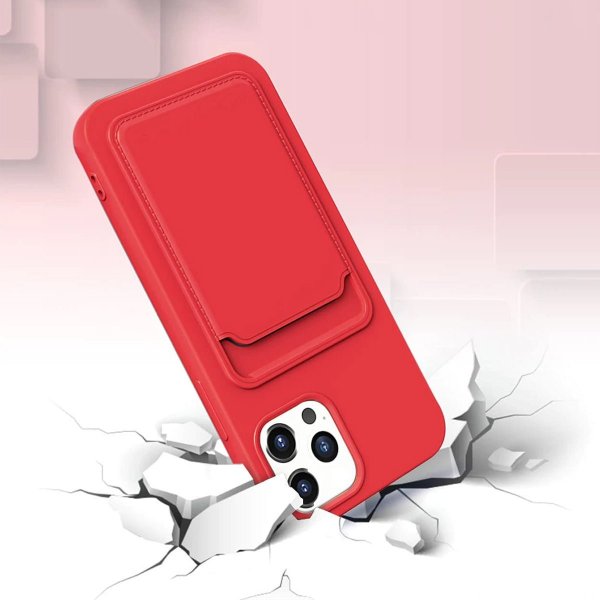 iPhone 12/iPhone 12 Pro Deksel Kortholder Rød