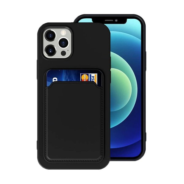 iPhone 12/iPhone 12 Pro Deksel Kortholder Svart