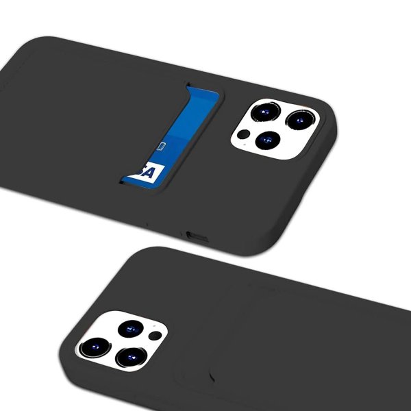 iPhone 12/iPhone 12 Pro Deksel Kortholder Svart