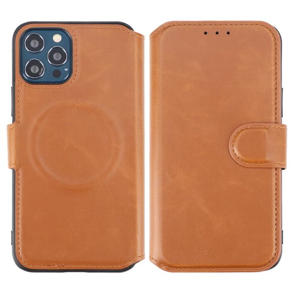 Rvelon iPhone 12/iPhone 12 Pro Etui Utbrettbar Kortlomme Brun