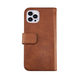 Rvelon iPhone 12/iPhone 12 Pro Etui Ekte skinn Kortlommer Brun