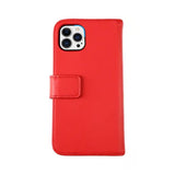 Rvelon iPhone 12/iPhone 12 Pro Etui Ekte skinn Kortlommer Rød