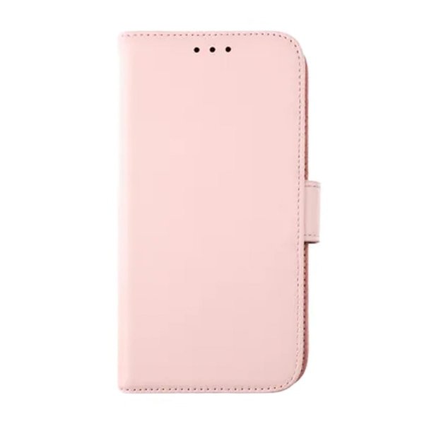 Rvelon iPhone 12/iPhone 12 Pro Etui Ekte skinn Kortlommer Rosa