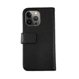 Rvelon iPhone 12/iPhone 12 Pro Etui Ekte skinn Kortlommer Svart