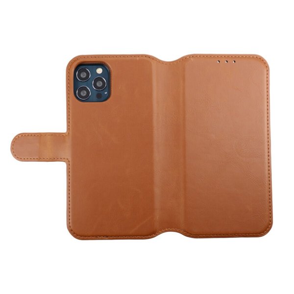 Rvelon iPhone 12/iPhone 12 Pro Etui Detachable Wallet Case Brun