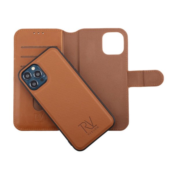 Rvelon iPhone 12/iPhone 12 Pro Etui Detachable Wallet Case Brun