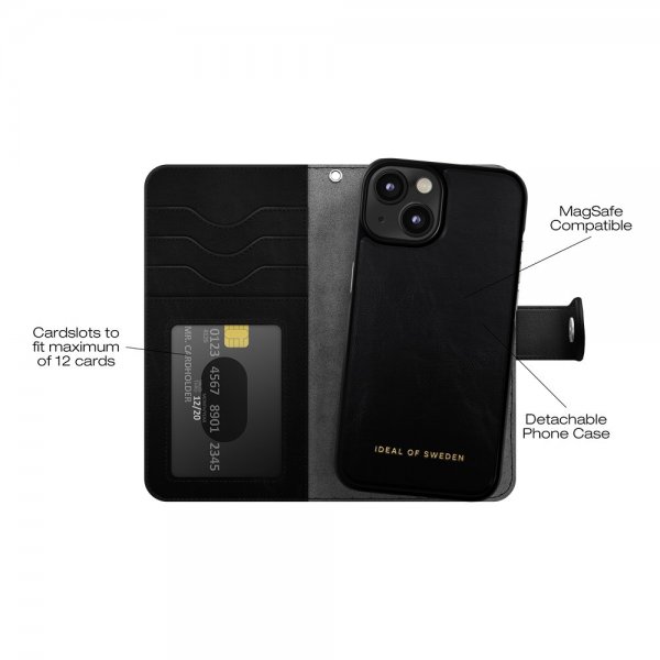 Ideal of Sweden iPhone 13/14/15/16e/17e Etui Magnet Wallet+ MagSafe Svart