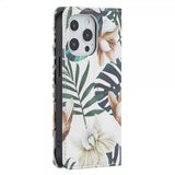 iPhone 13 Pro Etui Flip Motiv Blader Og Blomster