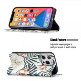 iPhone 13 Pro Etui Flip Motiv Blader Og Blomster