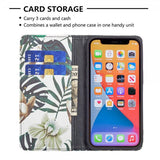 iPhone 13 Pro Etui Flip Motiv Blader Og Blomster