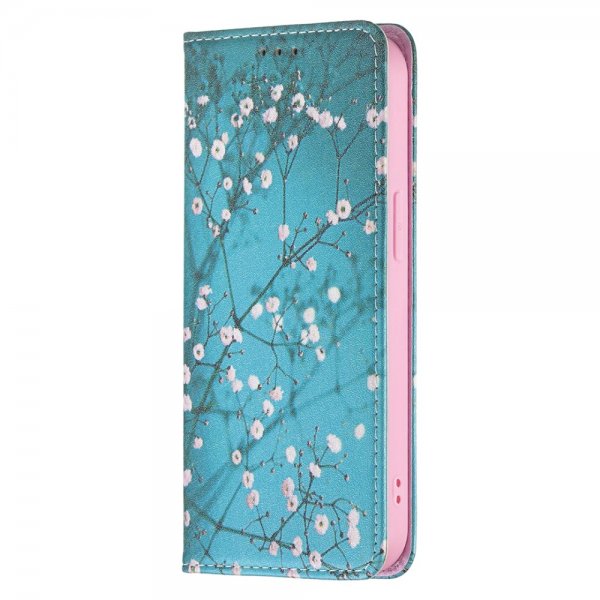iPhone 13 Pro Etui Flip Motiv Plomme Blomstrer