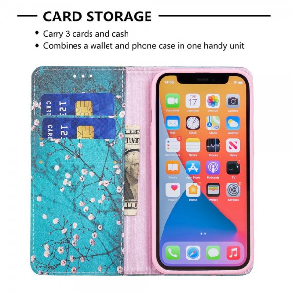 iPhone 13 Pro Etui Flip Motiv Plomme Blomstrer