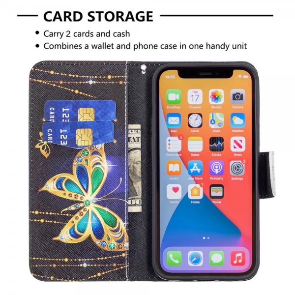 iPhone 13 Pro Etui Motiv Glitter Sommerfugler