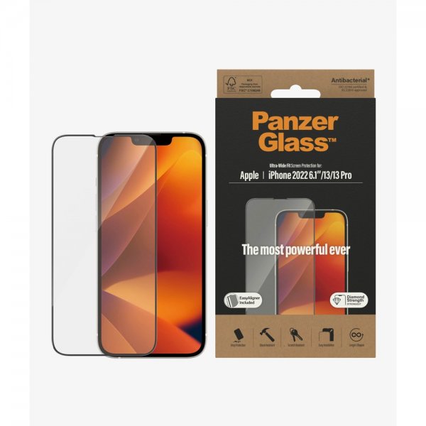 PanzerGlass iPhone 13/iPhone 13 Pro/iPhone 14 Skjermbeskytter Ultra-Wide Fit EasyAligner