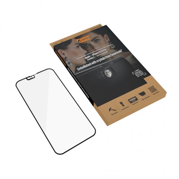 PanzerGlass iPhone 13/iPhone 13 Pro Skjermbeskytter Edge-to-Edge Swarovski CamSlider