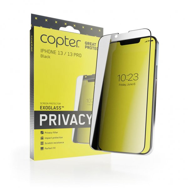 Copter iPhone 13/iPhone 13 Pro Skjermbeskytter Exoglass Curved Privacy