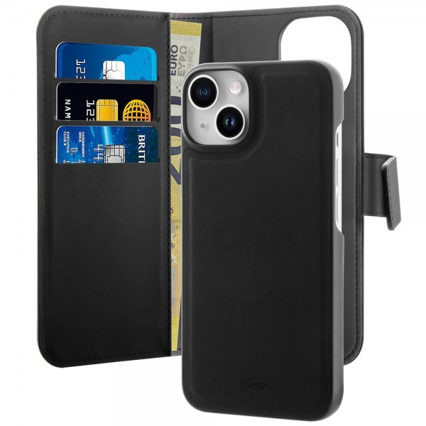 Puro iPhone 13/iPhone 14 Etui Detachable MagSafe Wallet Case Svart