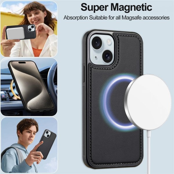 Nordic Covers iPhone 13/iPhone 14 Etui med avtakbart MagSafe-deksel Raven Black