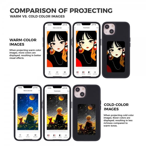 iPhone 13/iPhone 14 Deksel Innebygd skjerm E Ink Case Svart