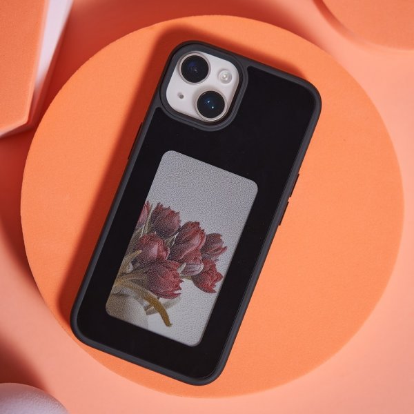 iPhone 13/iPhone 14 Deksel Innebygd skjerm E Ink Case Svart