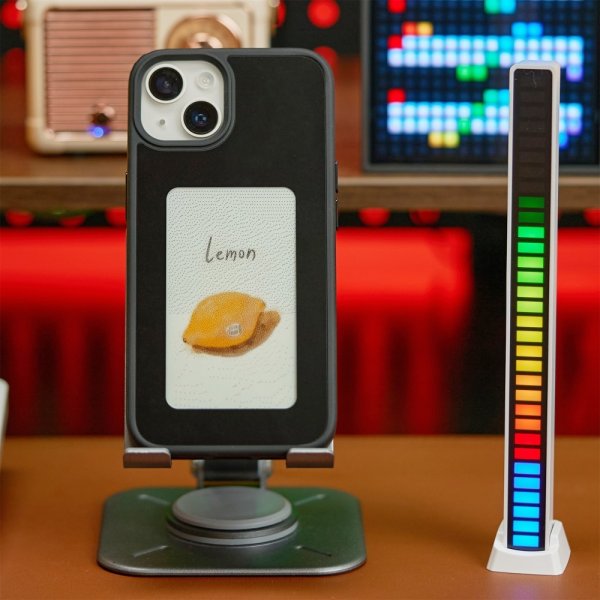 iPhone 13/iPhone 14 Deksel Innebygd skjerm E Ink Case Svart