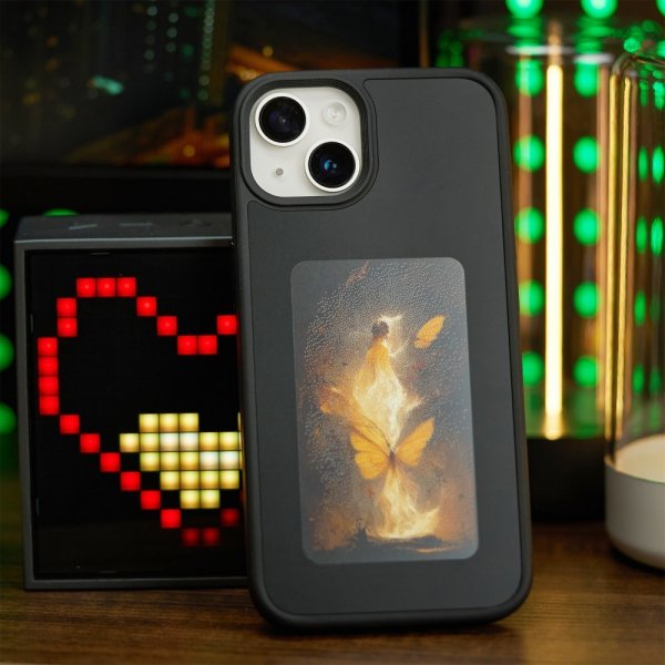 iPhone 13/iPhone 14 Deksel Innebygd skjerm E Ink Case Svart