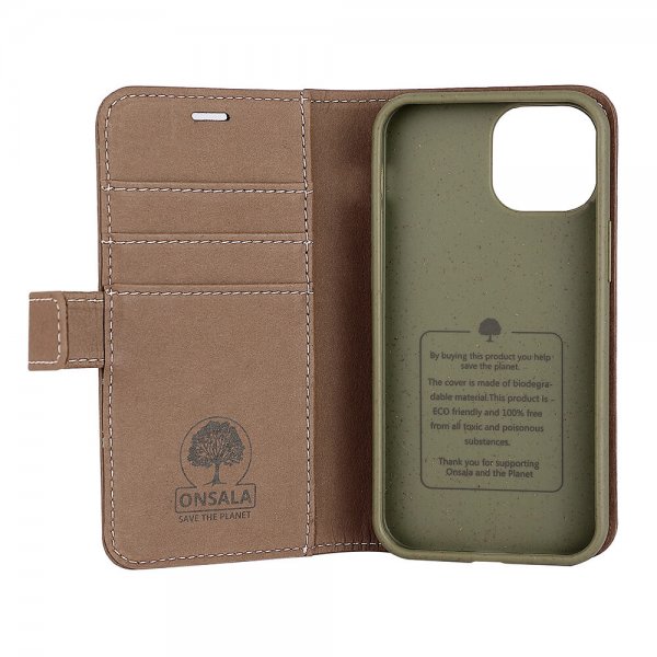 Onsala iPhone 13 Mini Etui ECO Wallet Brun
