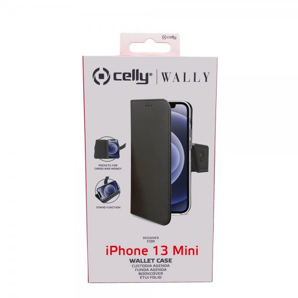 Celly iPhone 13 Mini Etui Wally Wallet Case Svart