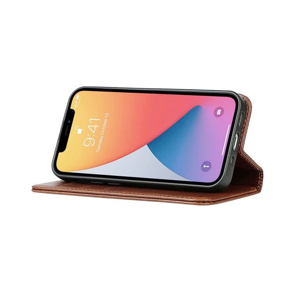 Rvelon iPhone 13 Mini Etui Ekte Skinn Brun