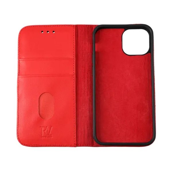 Rvelon iPhone 13 Mini Etui Ekte Skinn Rød