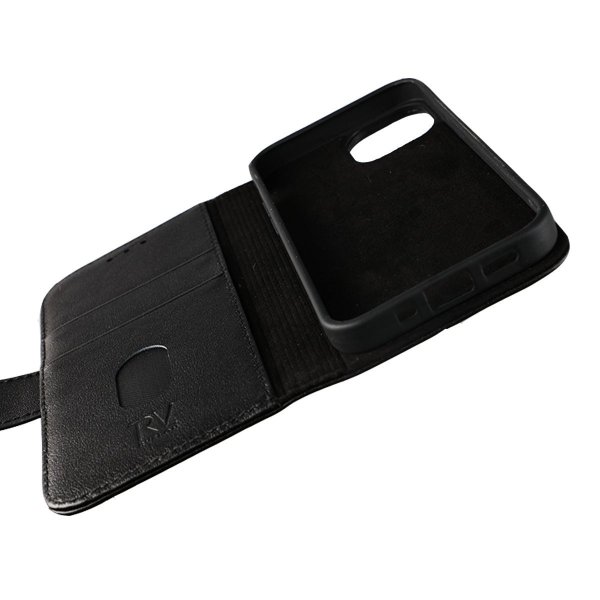 Rvelon iPhone 13 Mini Etui Ekte Skinn Svart