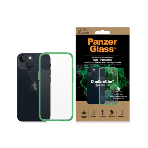 PanzerGlass iPhone 13 Mini Deksel ClearCase Color Lime