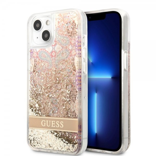 Guess iPhone 13 Mini Deksel Liquid Glitter Paisley Pattern Gull