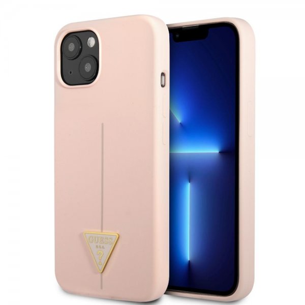 Guess iPhone 13 Mini Deksel Metal Triangle Rosa