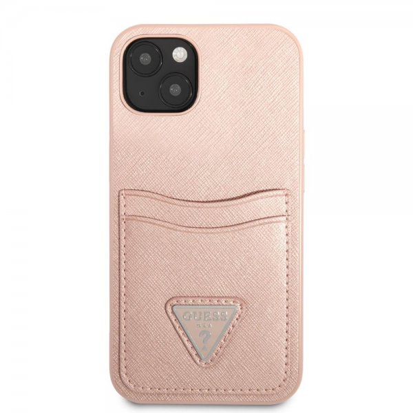 Guess iPhone 13 Mini Deksel Saffiano Double Cardslot Rosa