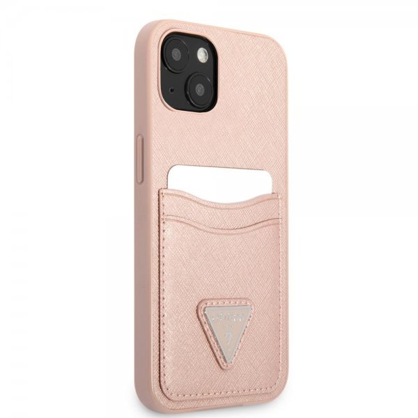 Guess iPhone 13 Mini Deksel Saffiano Double Cardslot Rosa