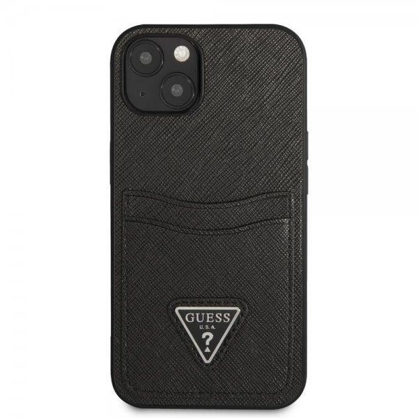 Guess iPhone 13 Mini Deksel Saffiano Double Cardslot Svart