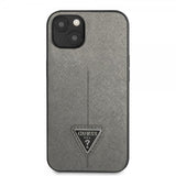 Guess iPhone 13 Mini Deksel Saffiano Metal Triangle Sølv