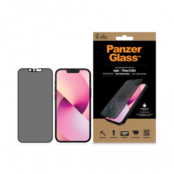 PanzerGlass iPhone 13 Mini Skjermbeskytter Edge-to-Edge Case Friendly Privacy