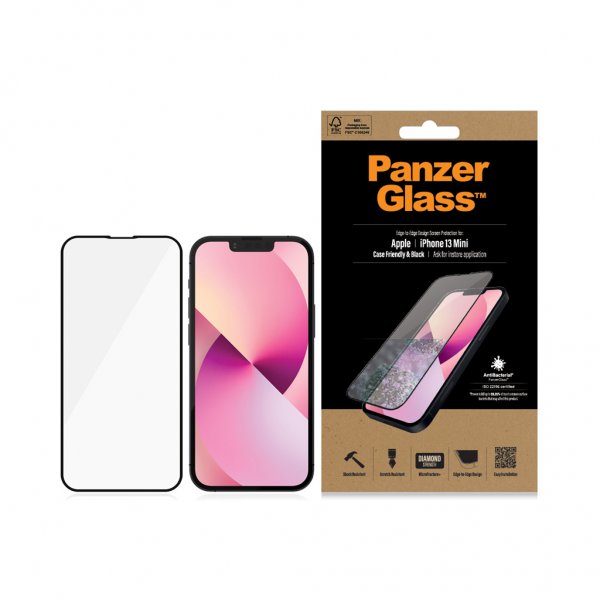 PanzerGlass iPhone 13 Mini Skjermbeskytter Edge-to-Edge Case Friendly