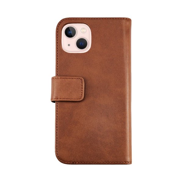 Rvelon iPhone 13 Etui Ekte skinn Kortlommer Brun