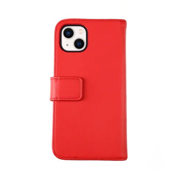 Rvelon iPhone 13 Etui Ekte skinn Kortlommer Rød