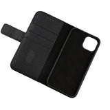 Rvelon iPhone 13 Etui Ekte skinn Kortlommer Svart