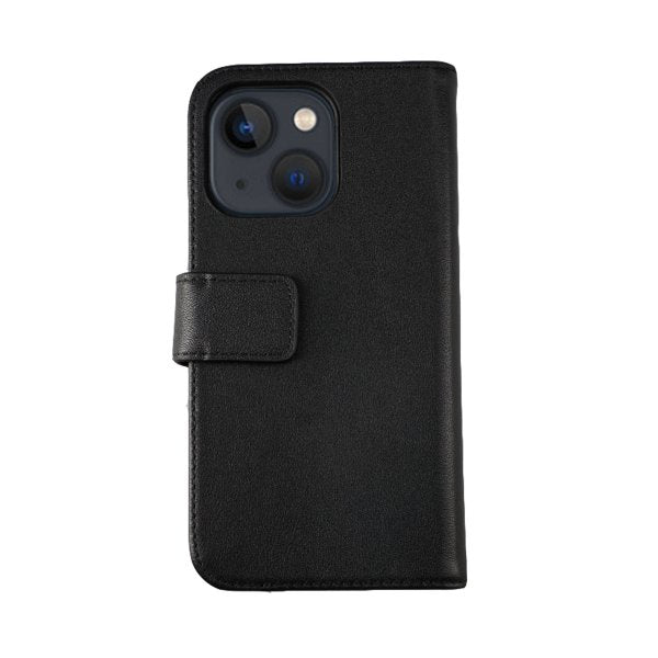 Rvelon iPhone 13 Etui Ekte skinn Kortlommer Svart