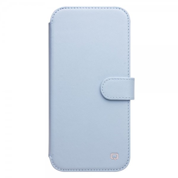 Qialino iPhone 13 Pro Etui Ekte skinn Kortlommer Blå